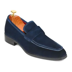 6CM / 2.36 Inches CMR CHAMARIPA Men’s Navy Suede Height-Boosting Penny Loafers