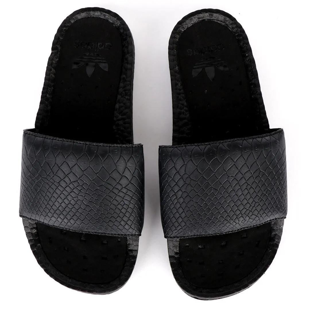 AD Adilette Boost Men's Crocodile Skin Breathable Slide-Black