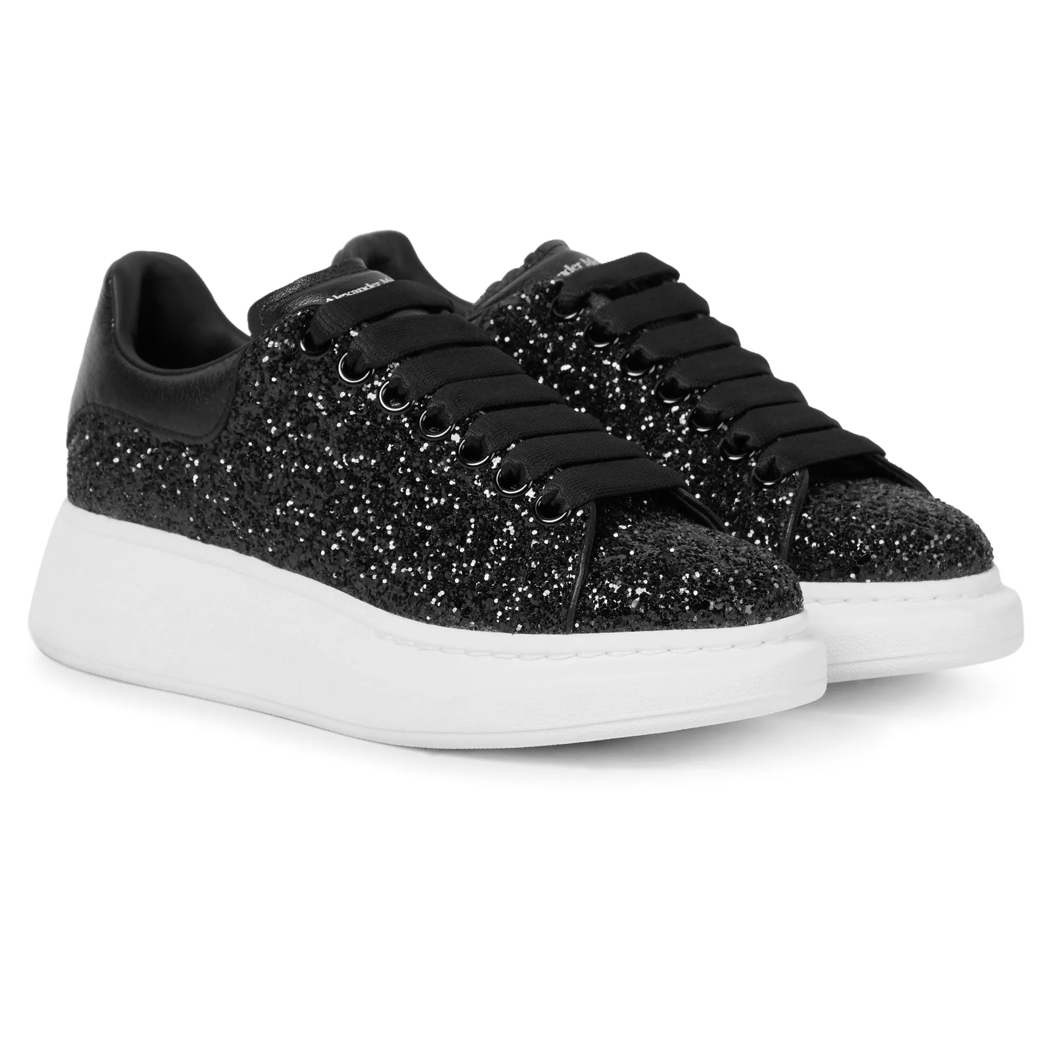 Alexander Mcqueen Raised Sole Black Glitter Trainers