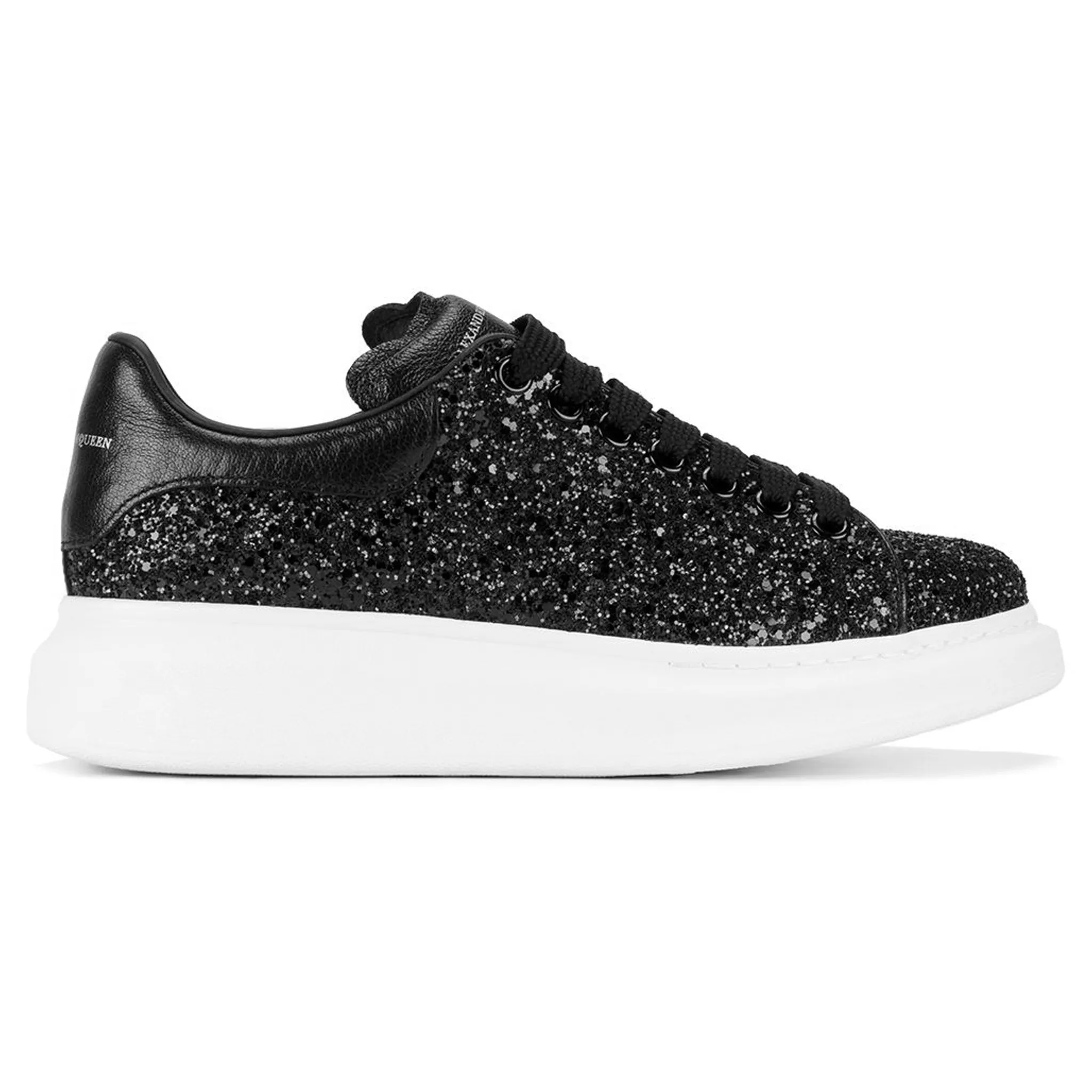 Alexander Mcqueen Raised Sole Black Glitter Trainers