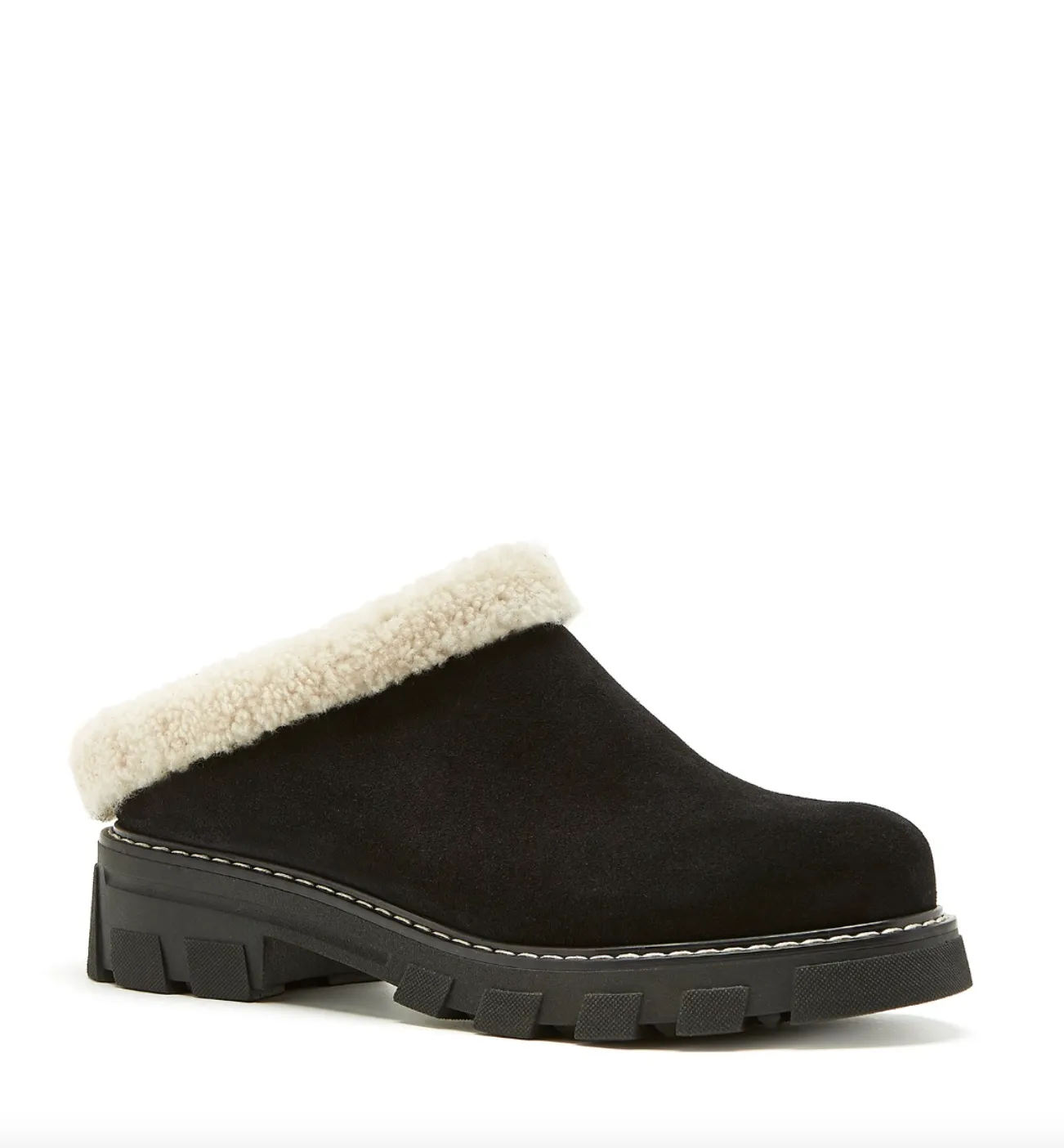 Always Waterproof Shearling Lined Clog | Black Oiled Suede