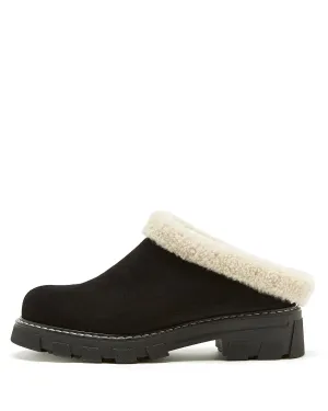 Always Waterproof Shearling Lined Clog | Black Oiled Suede