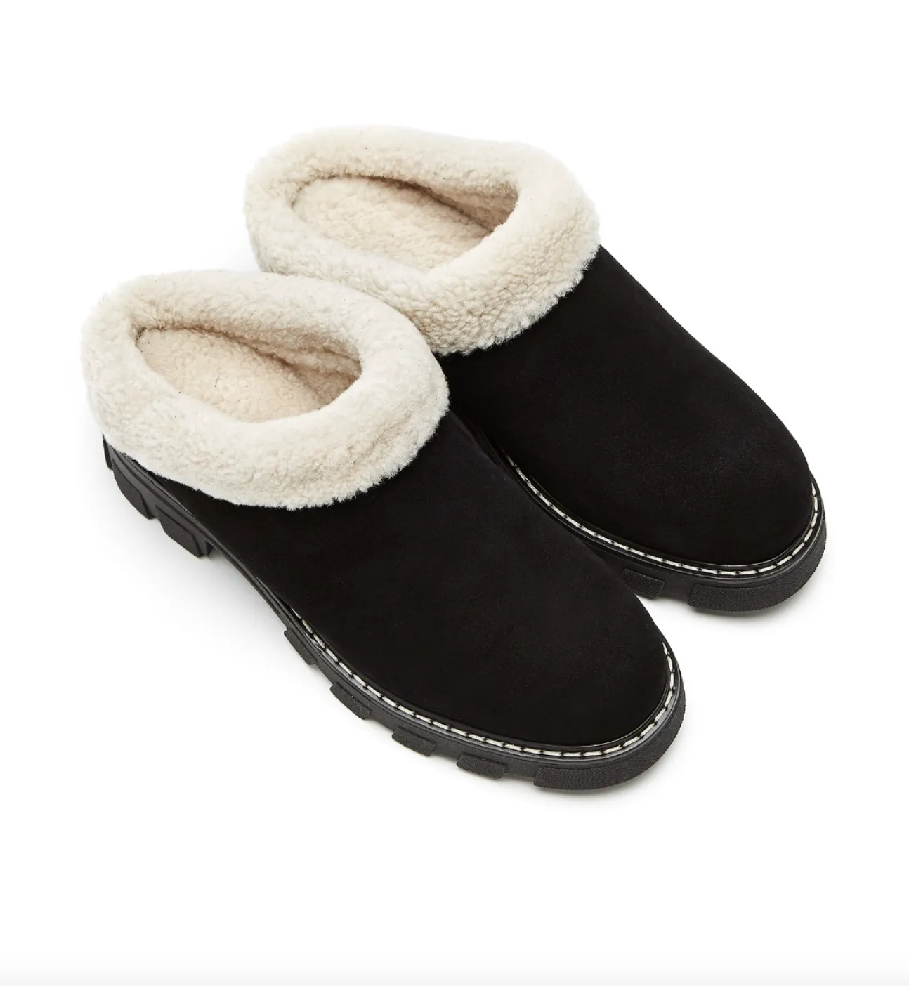 Always Waterproof Shearling Lined Clog | Black Oiled Suede