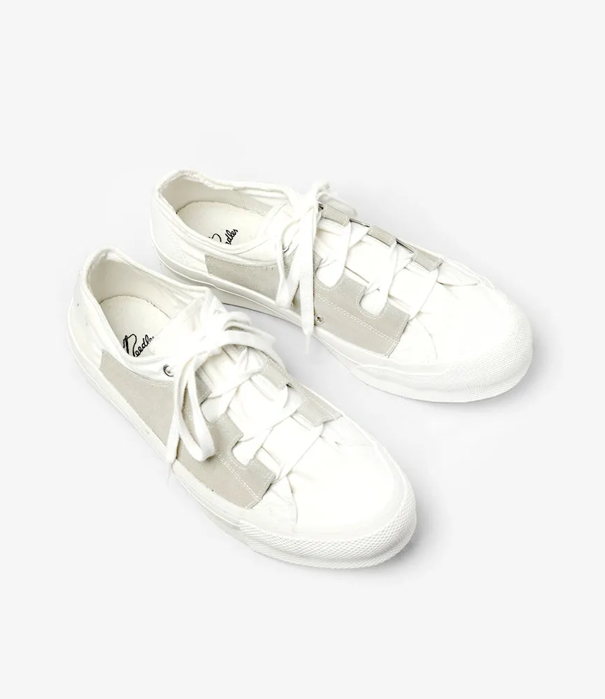 Asymmetric Ghillie Sneaker – White Suede