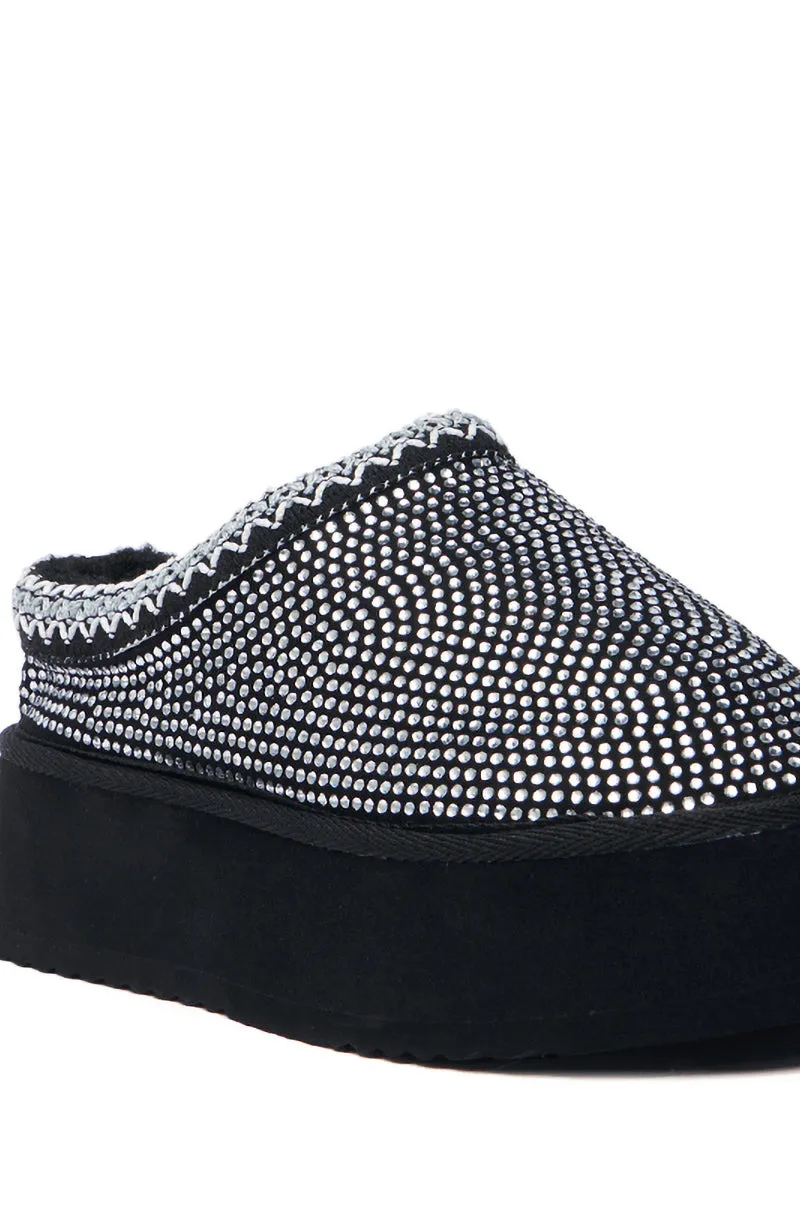 AZALEA WANG DAVIAT BLACK EMBELLISHED SLIPPER FLAT