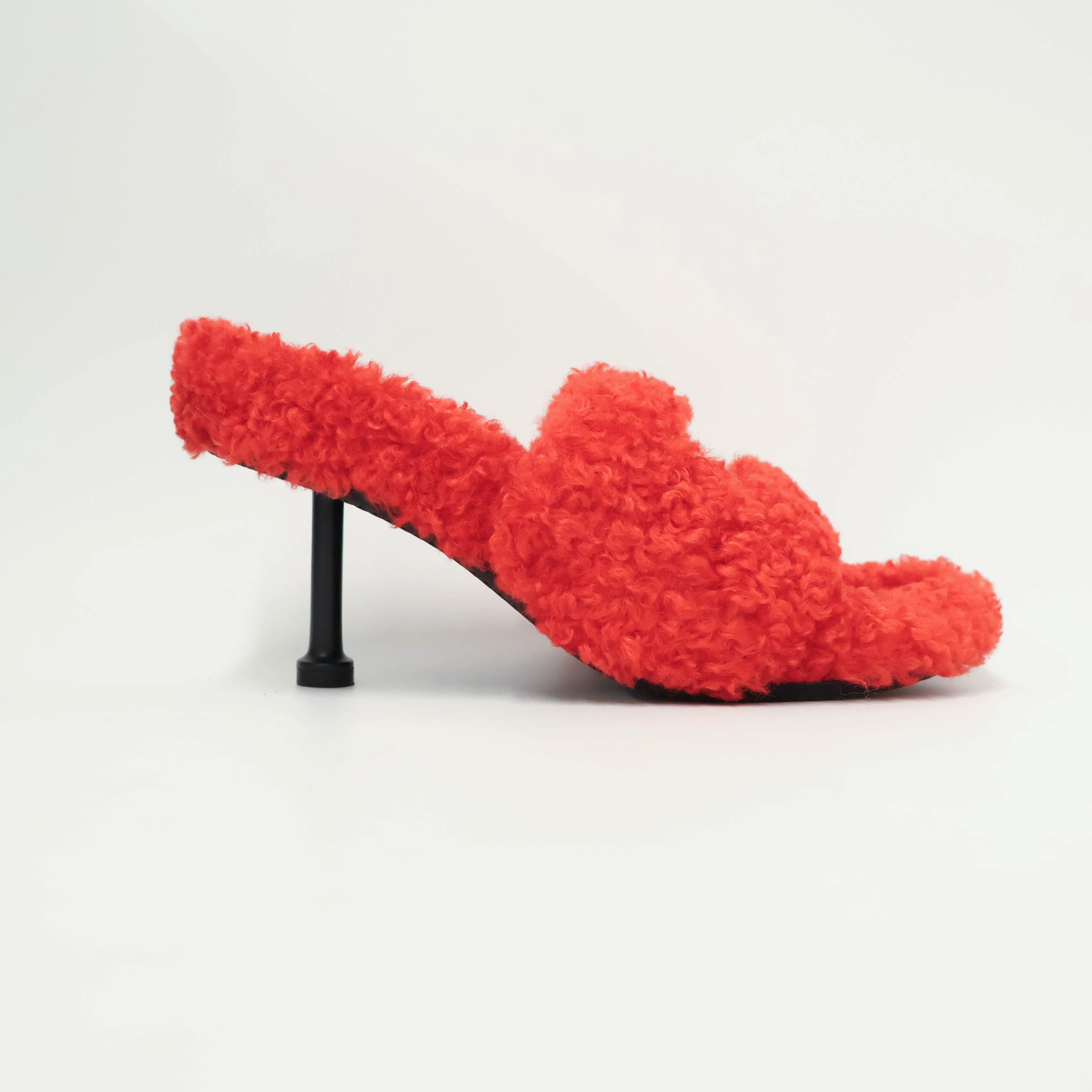 Balenciaga Faux Fur Sandals Red 38