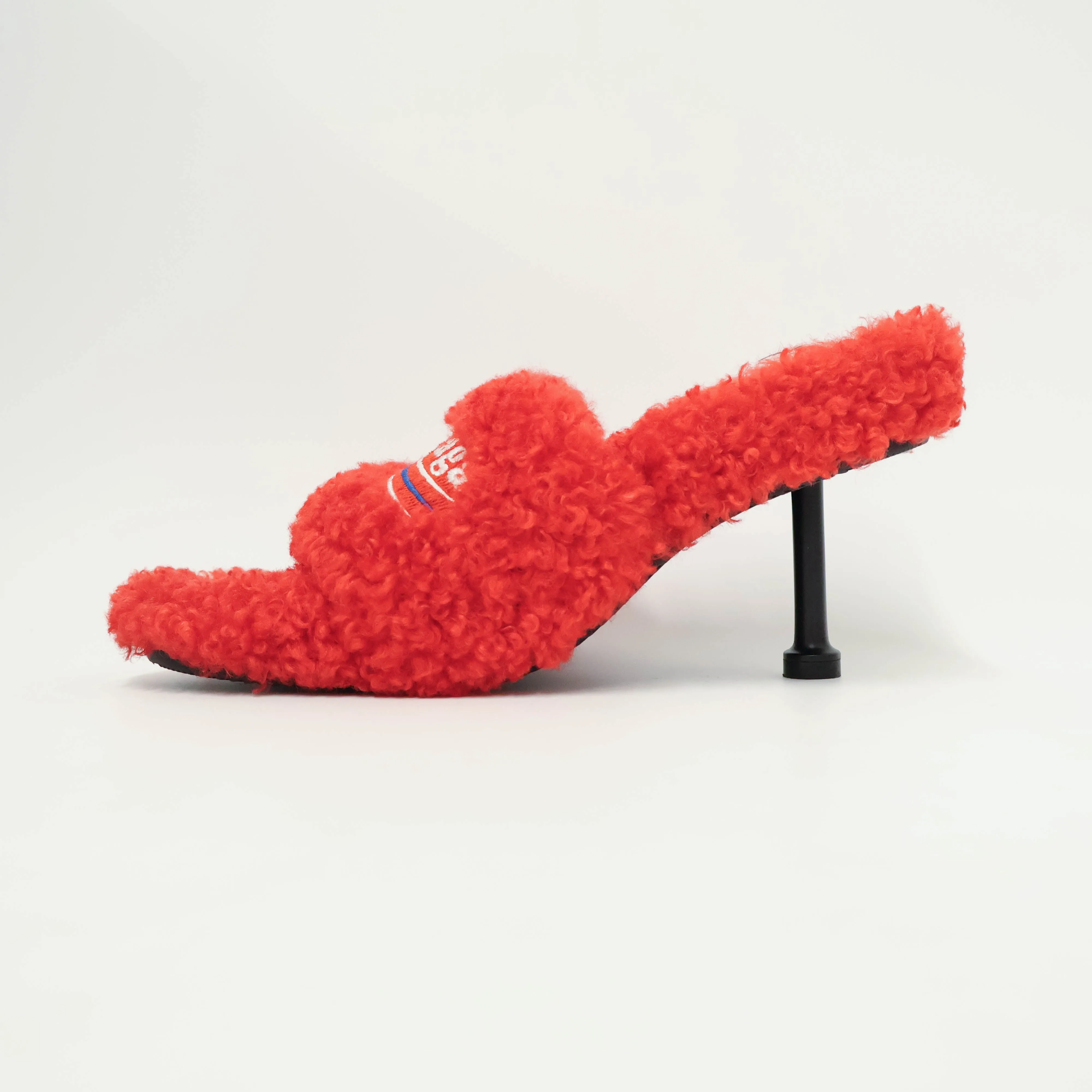 Balenciaga Faux Fur Sandals Red 38