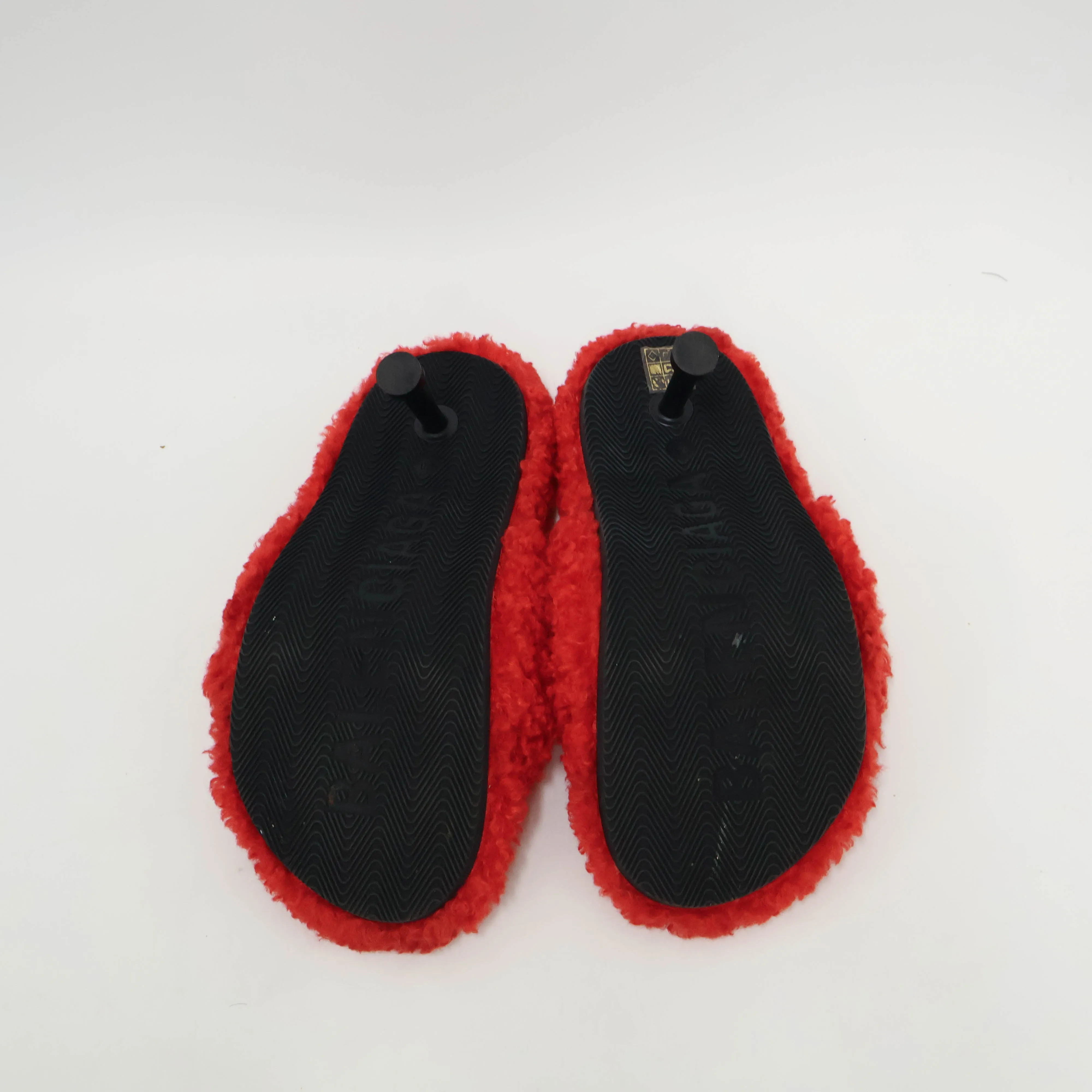 Balenciaga Faux Fur Sandals Red 38