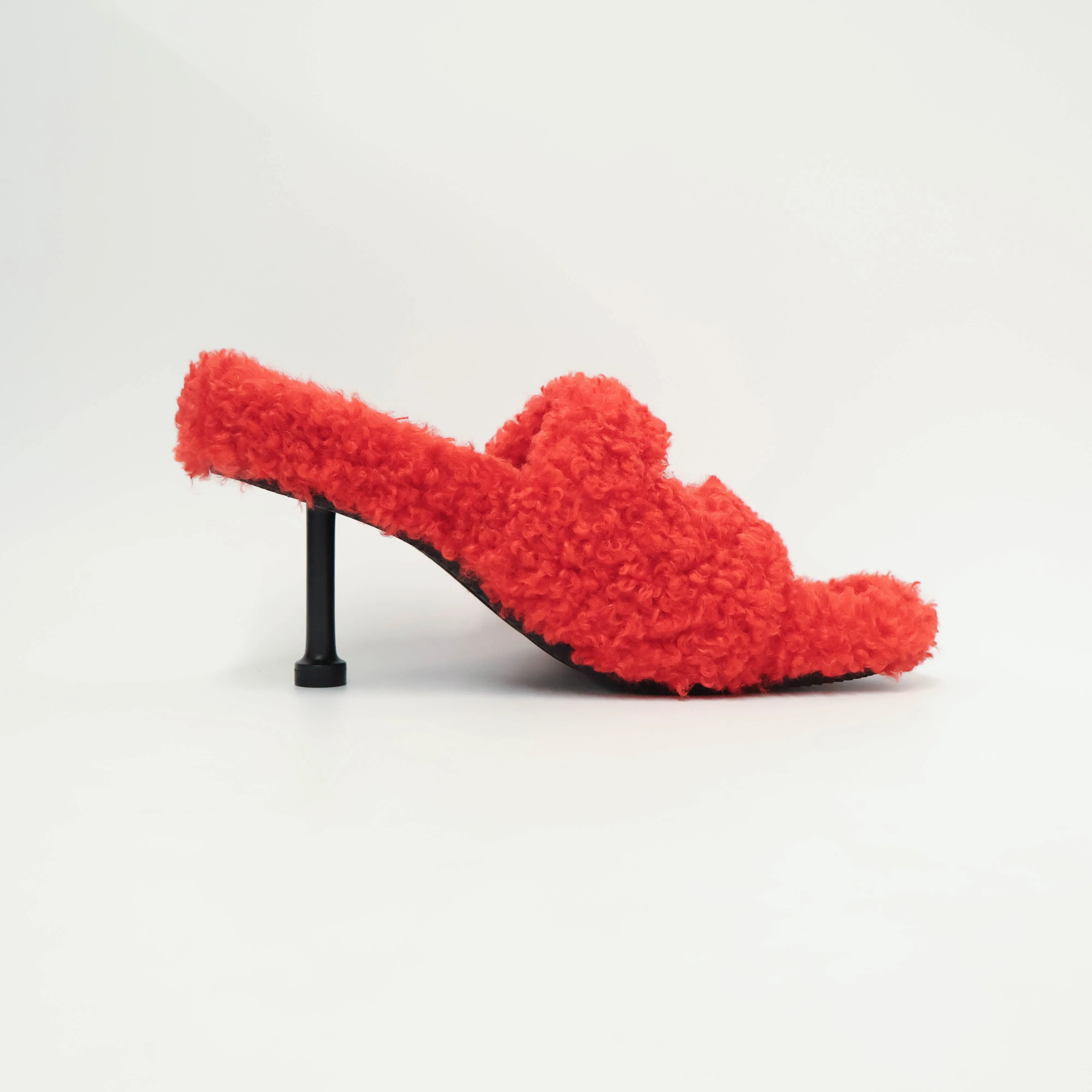 Balenciaga Faux Fur Sandals Red 38