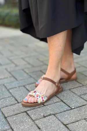 Becky Floral Tan Sandal