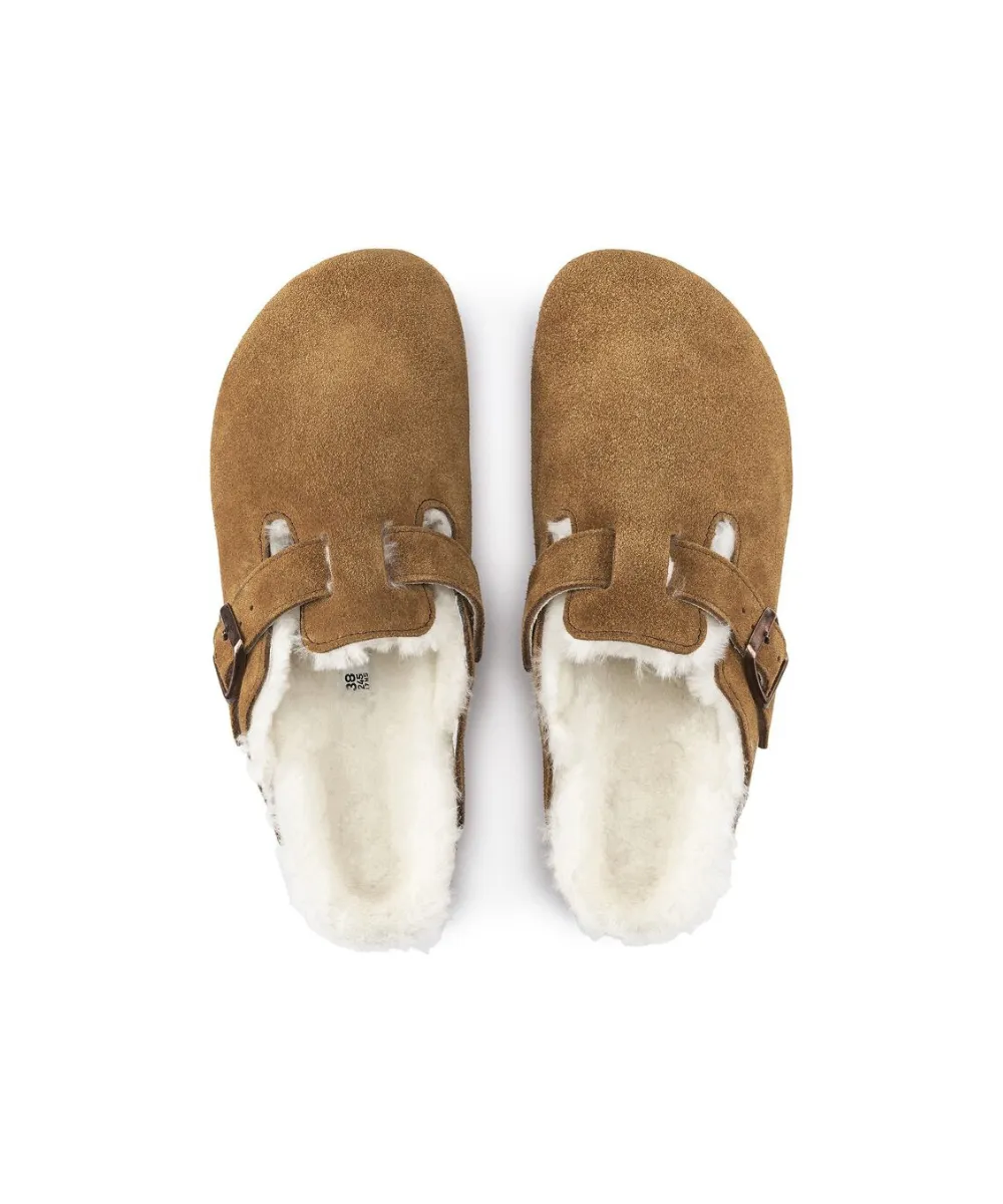 BIRKENSTOCK BOSTON SHEARLING SUEDE LEATHER IN BROWN