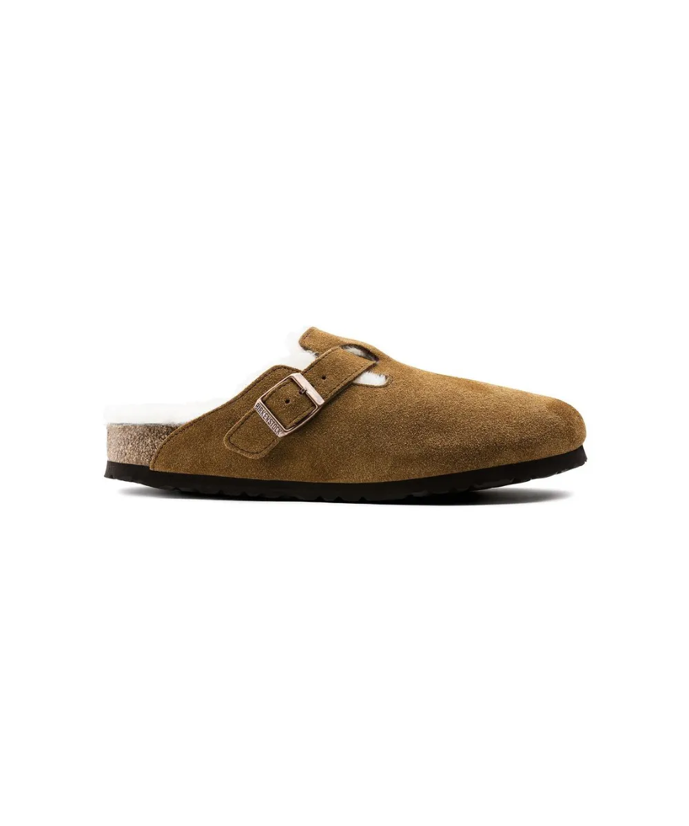 BIRKENSTOCK BOSTON SHEARLING SUEDE LEATHER IN BROWN