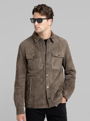 Brown Aqualeather Suede Overshirt