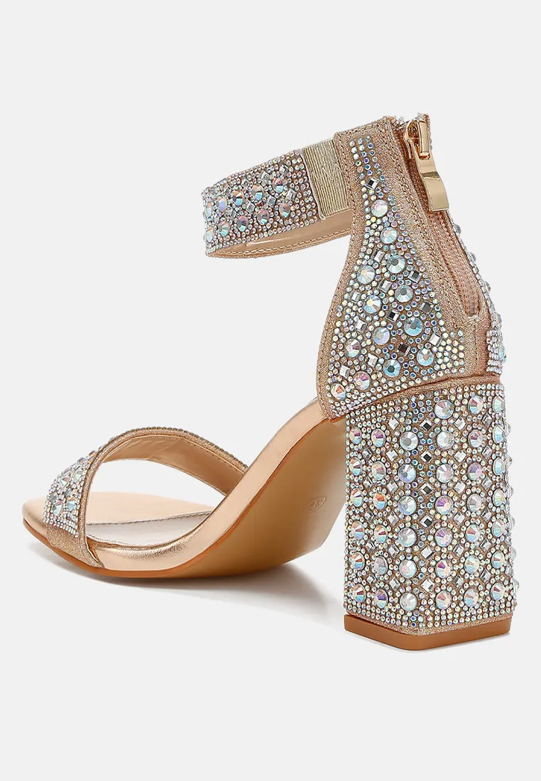 Cady Rhinestones And Sequins Block Sandals