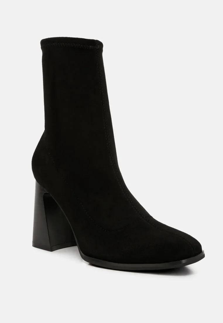 Candid High Ankle Flared Block Heel Boots