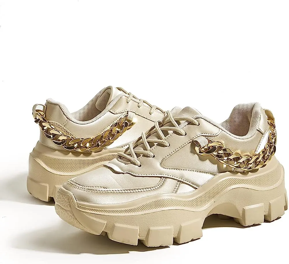 Chic & Fashionable Gold Chunky Platform Sneakers