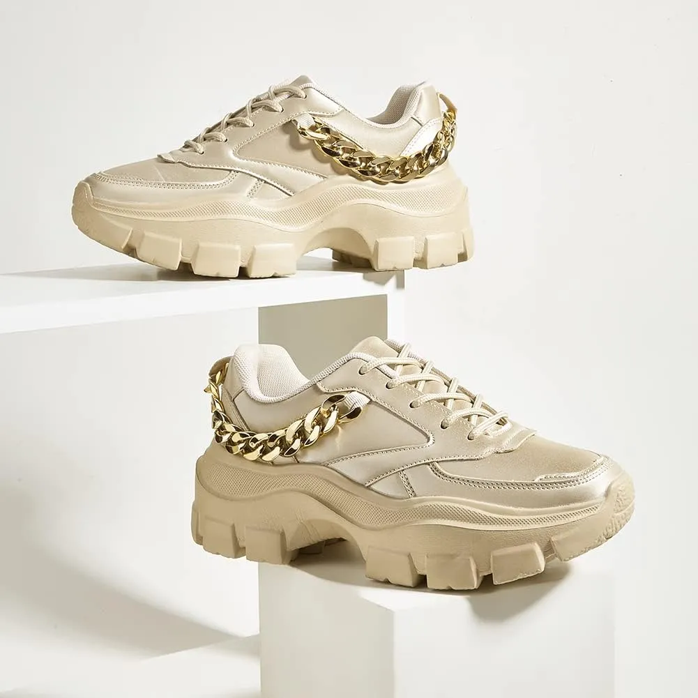 Chic & Fashionable Gold Chunky Platform Sneakers