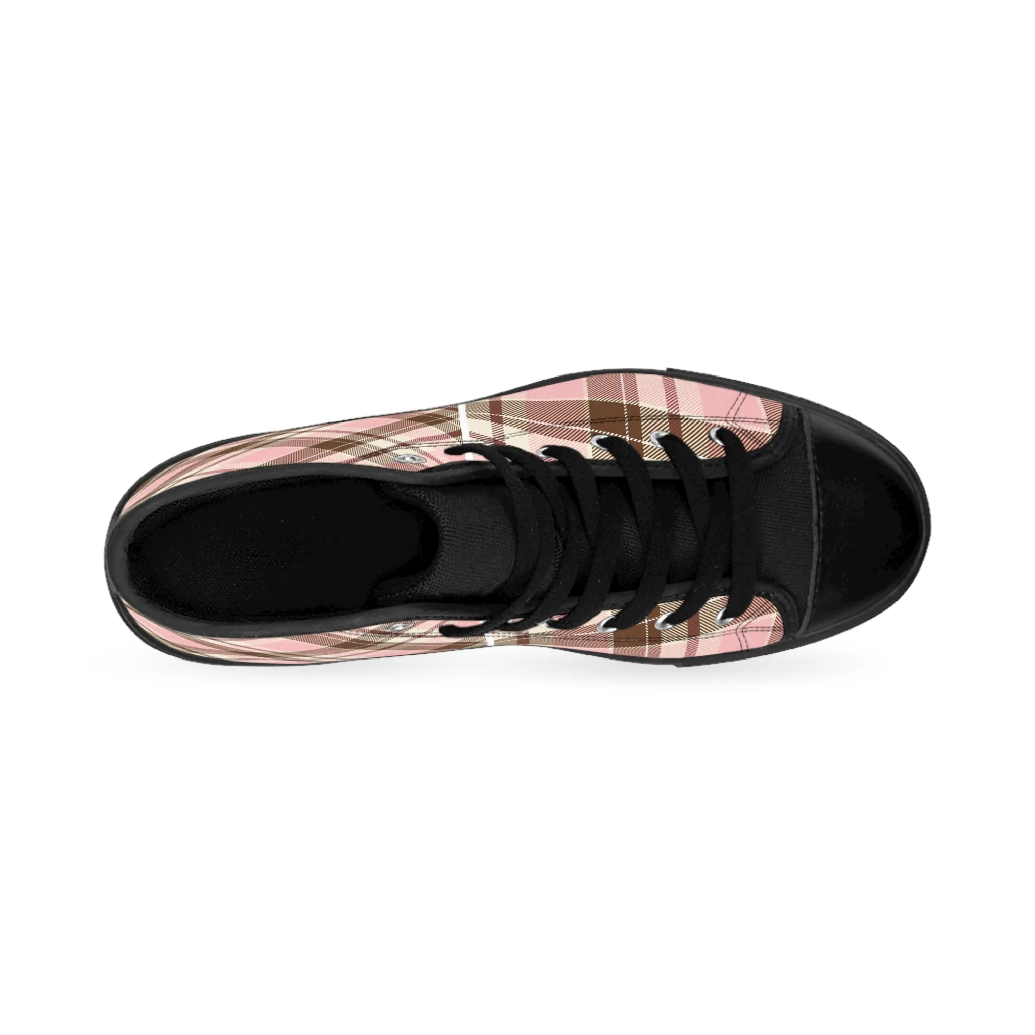 Colorful Pink Plaid Pattern Women's Classic Sneakers