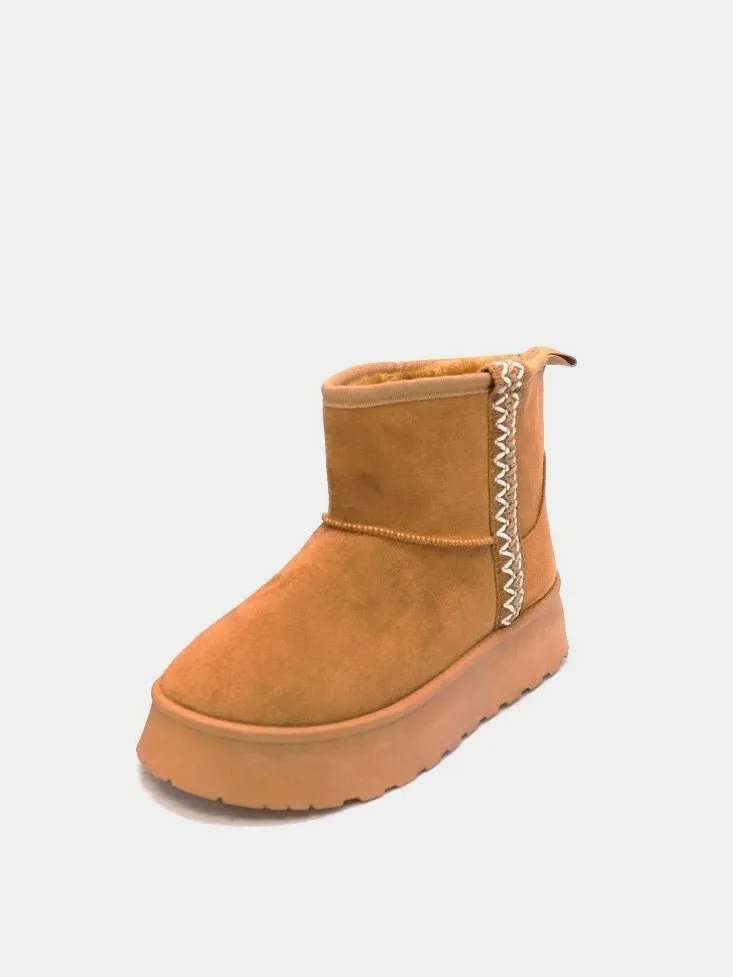 Cozy Suede Booties in Caramel