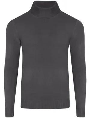 Craig Roll Neck Knitted Jumper in Charcoal - Kensington Eastside