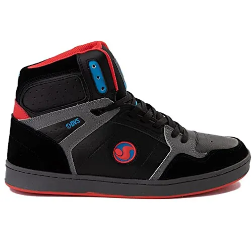 DVS Men's Honcho Skate Shoe, Black Charcoal Fiery Red Blue, 12