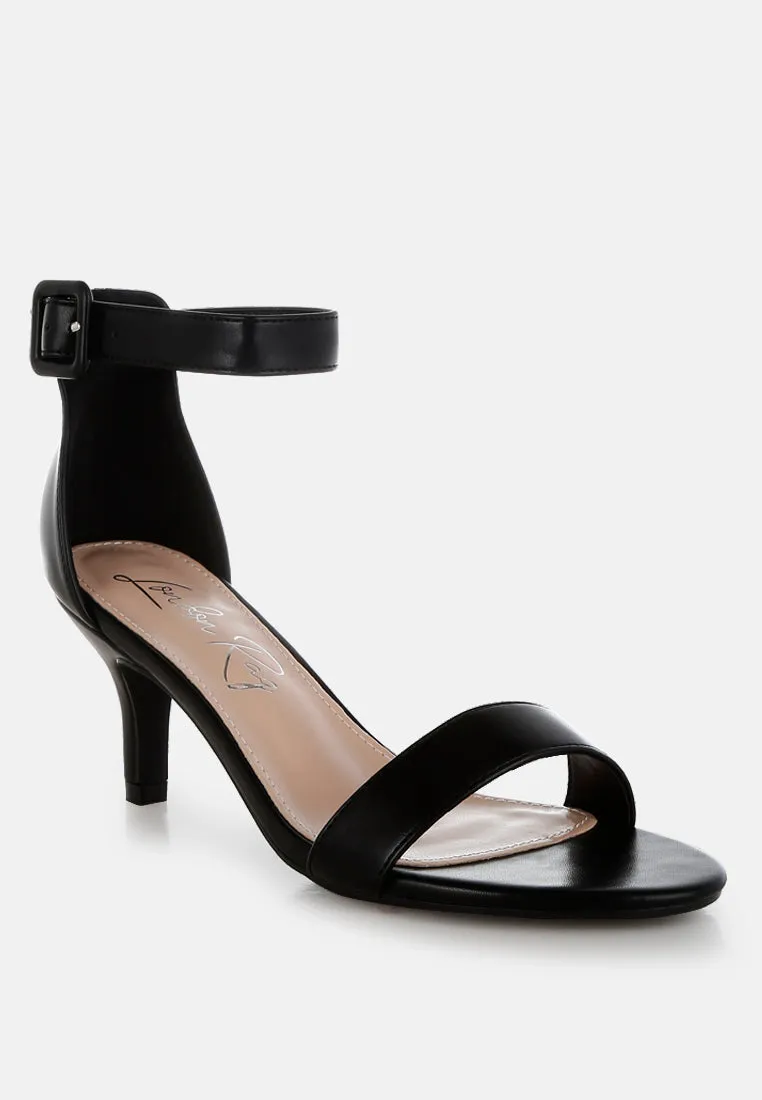 Feruda Faux Leather Kitten Heel Sandals