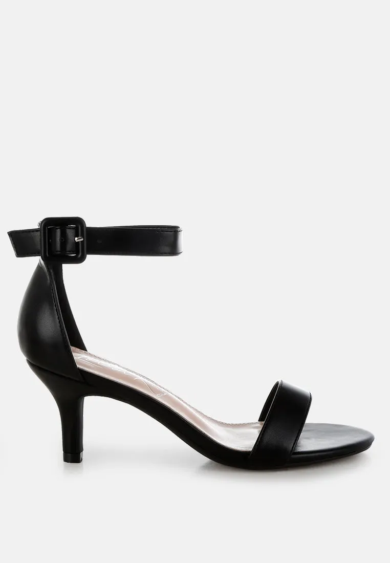 Feruda Faux Leather Kitten Heel Sandals