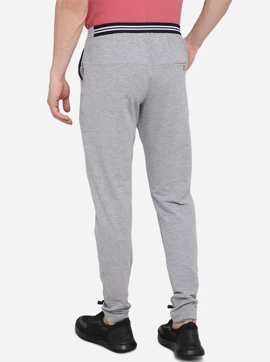 Grey Melange Solid Slim Fit Track Pants | JadeBlue