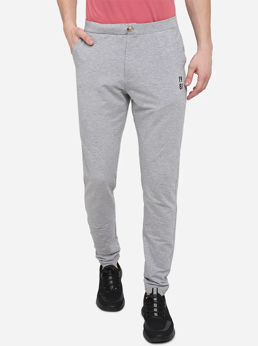 Grey Melange Solid Slim Fit Track Pants | JadeBlue