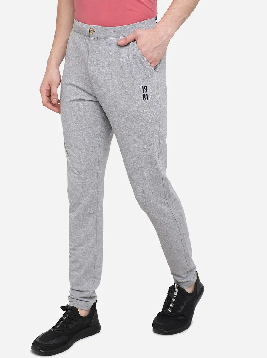 Grey Melange Solid Slim Fit Track Pants | JadeBlue