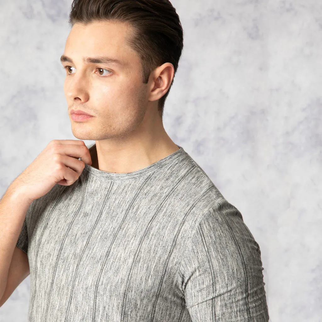 Harehill Jacquard Grey Stripe T-Shirt