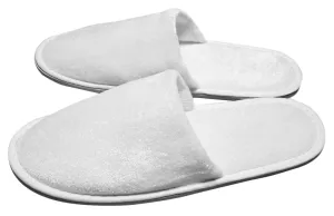 Hotel Slippers White Closed Toe Velour (100)  - 93p Pair