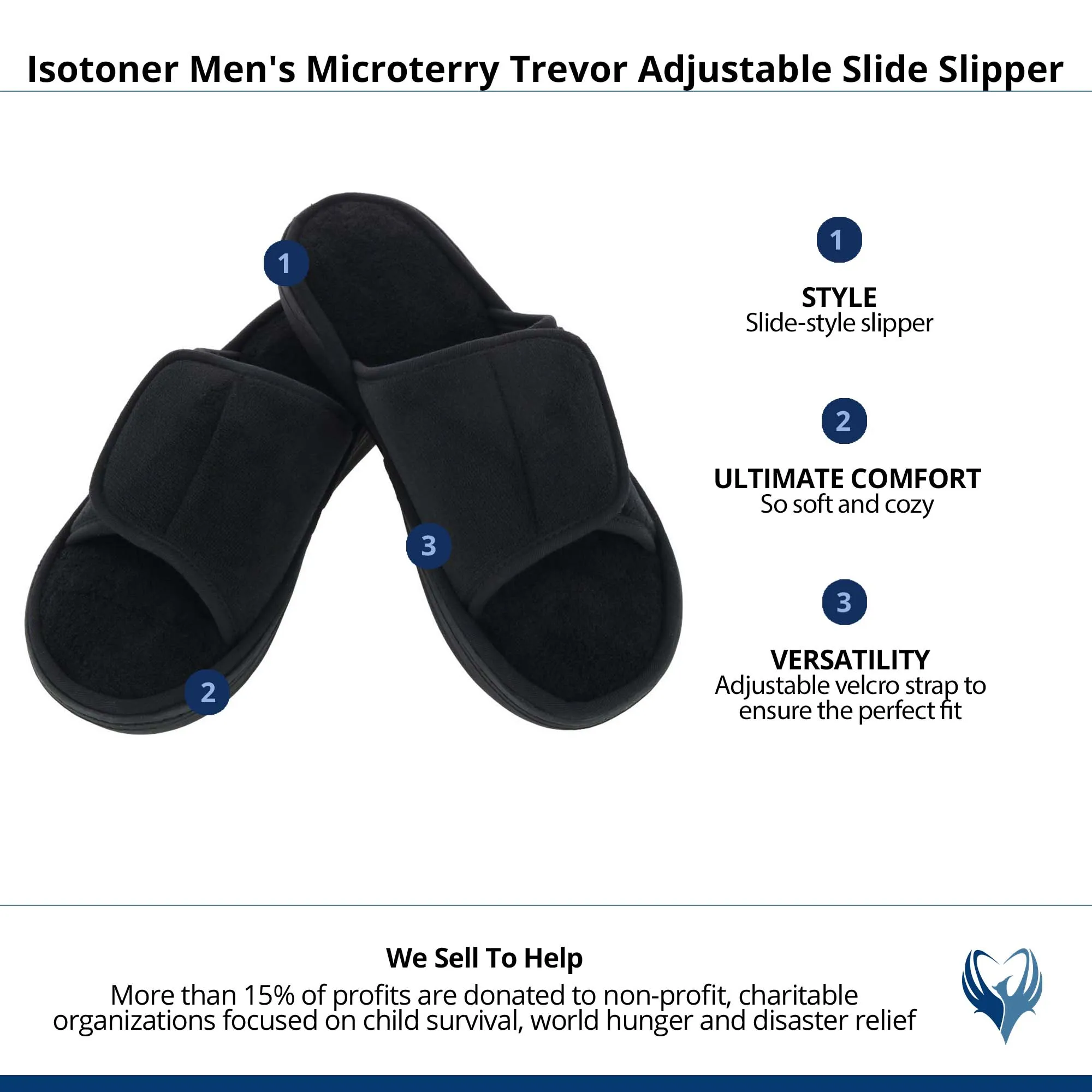 Isotoner Men's Microterry Trevor Adjustable Slide Slipper