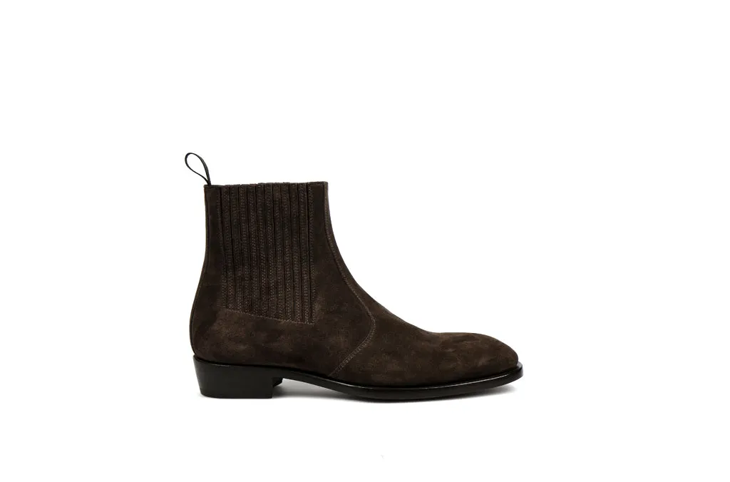 Jay Coffee Suede Leather Zipper Boots