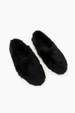 Kiwi Kiwi Shearling Ballet Flats in Black