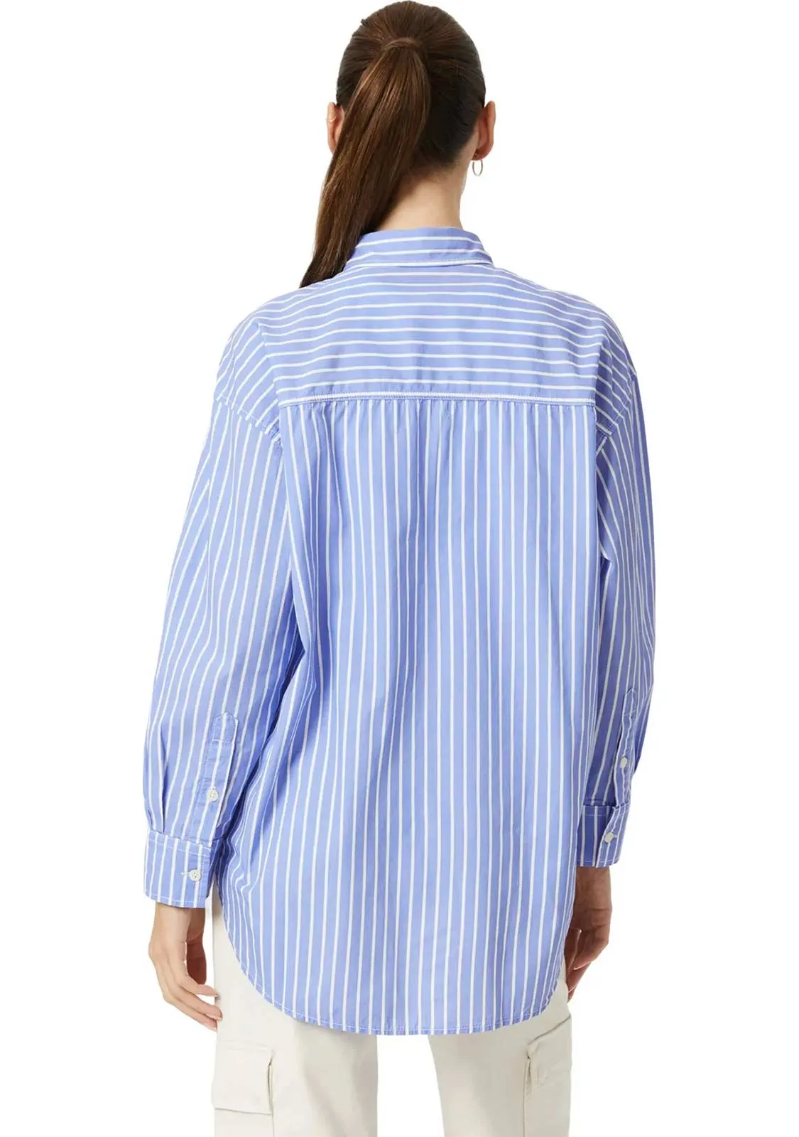 Long Sleeve Shirt Blue White Striped