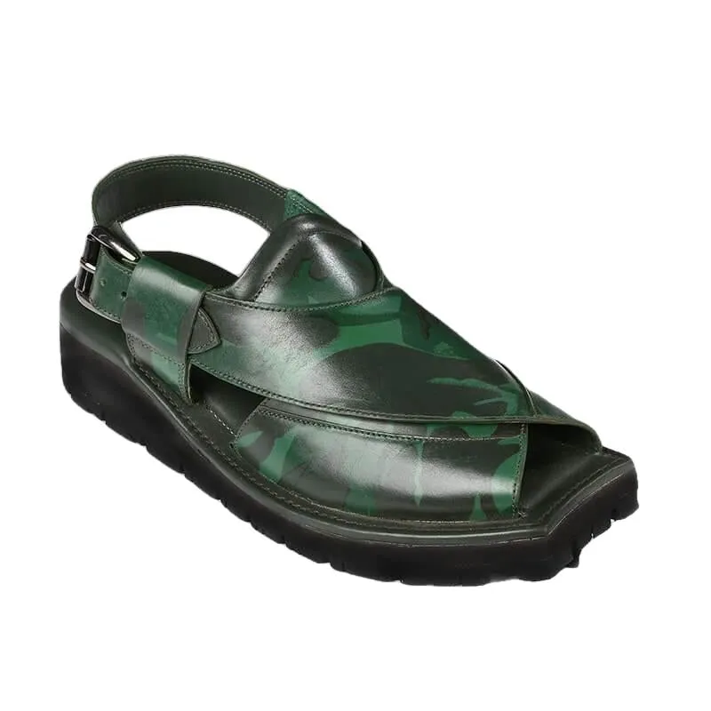 Marker Camo Mens Cowhide Genuine Eco Leather Sandals Peshawari Chappal