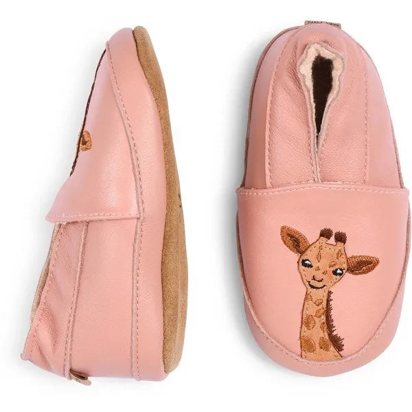 MELTON Giraffe Leather Slippers Rose Dawn