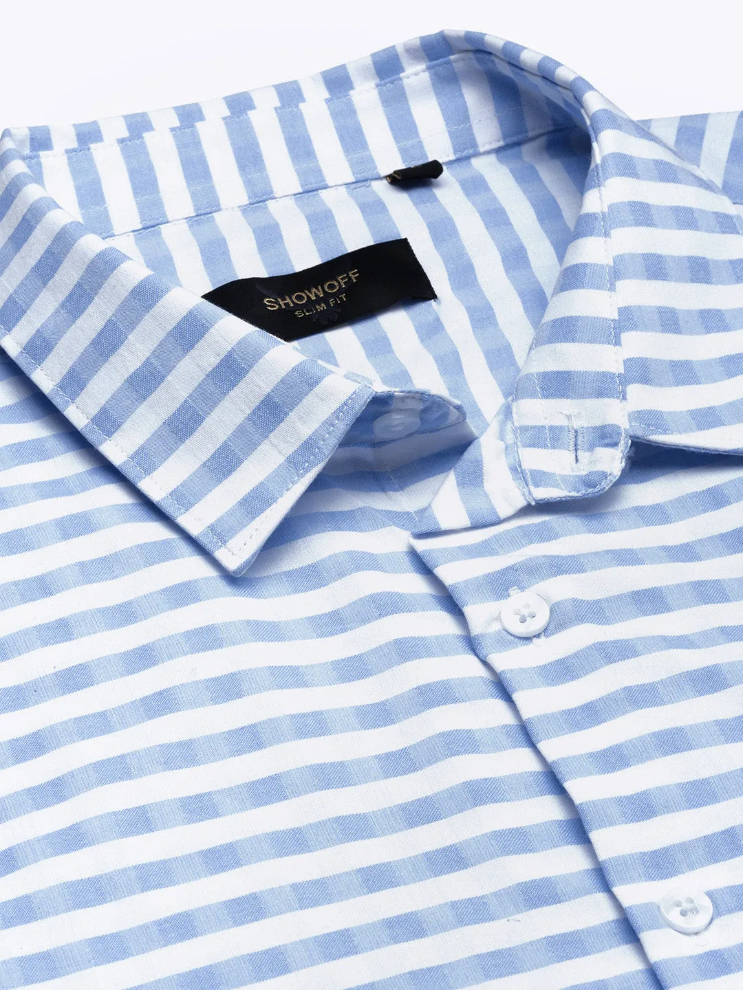 Men Checked Blue Slim Fit Shirt