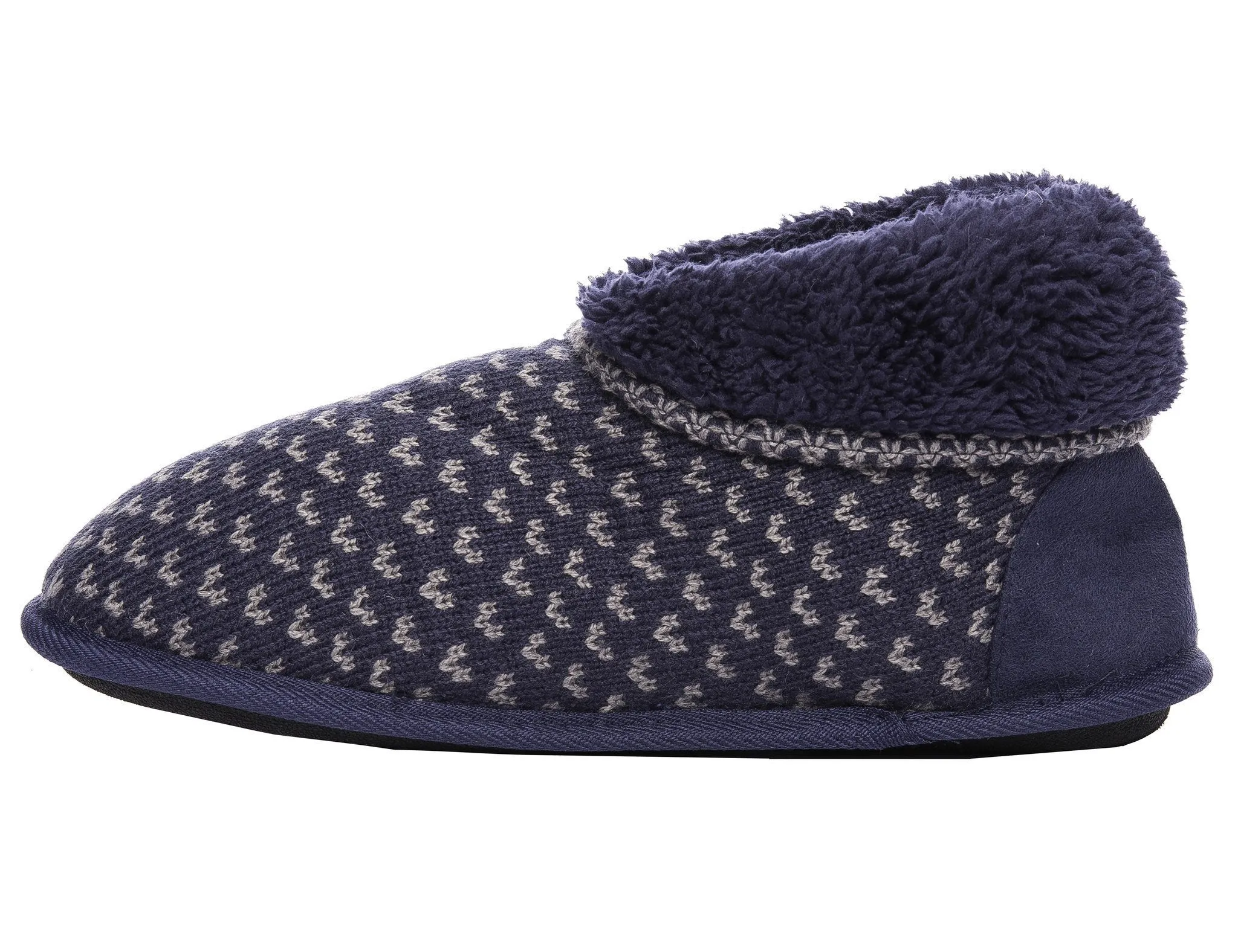 Men's Premium Knit Short Boot Slipper - Navy/Charcoal