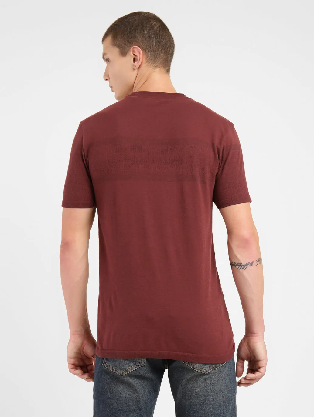 Men's Solid Crew Neck T-shirt Maroon