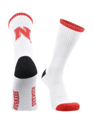 Nebraska Cornhuskers Socks Basic Crew White Socks