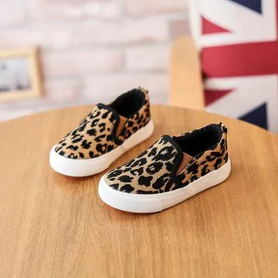 new Children Canvas Shoes For Boys Girls Fashion Leopard Print Comfortable Casual Shoes For Kids Sneakers Student Flat Shoes