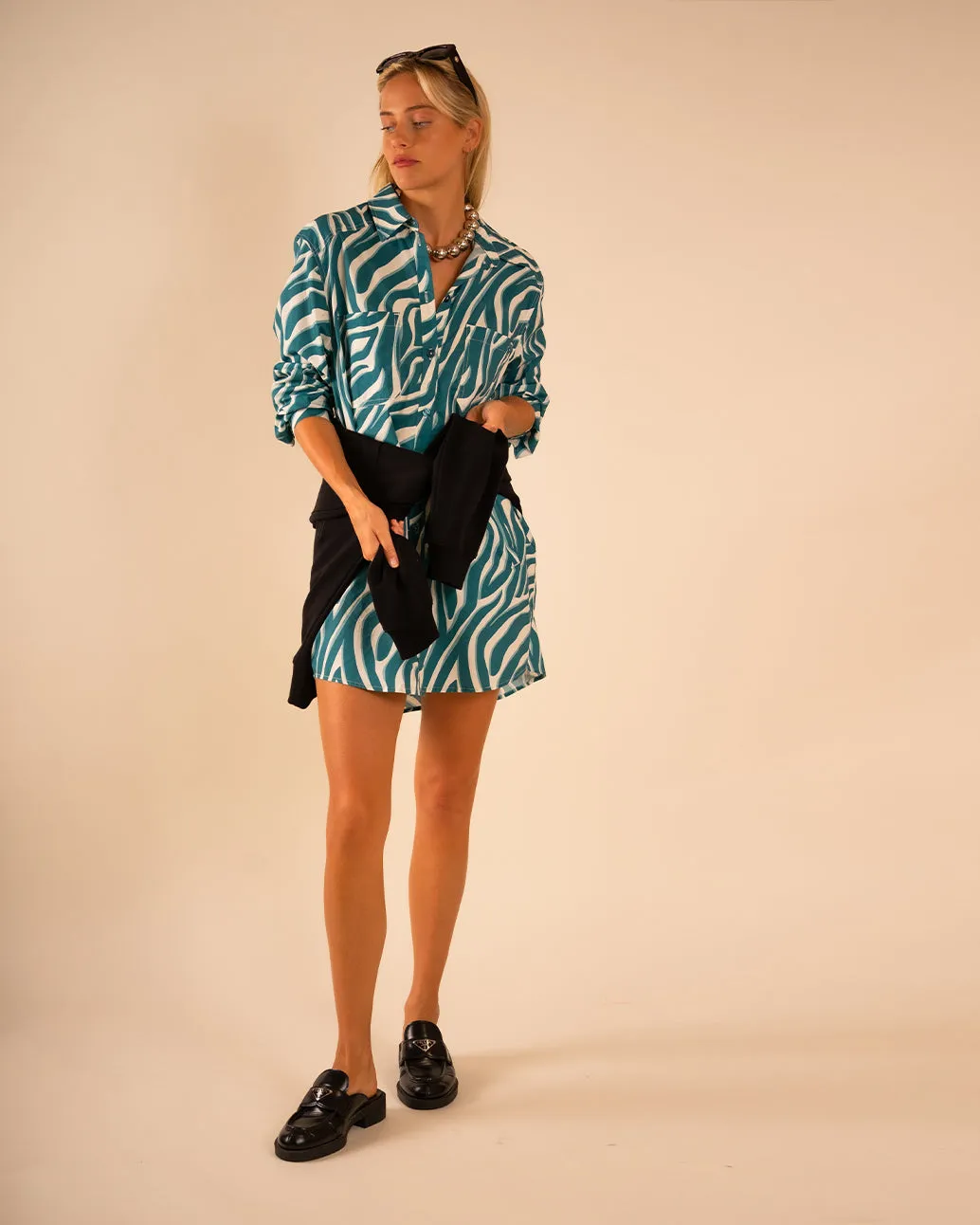 Preslie Poplin Shirt Dress Shaded Zebra