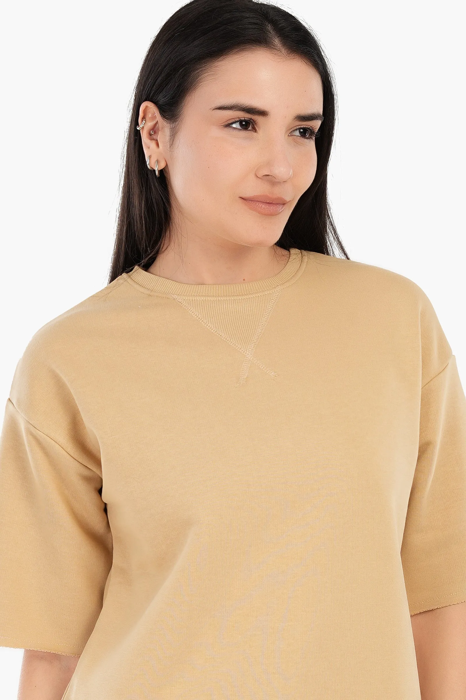 Ribbed Crew Neck T-Shirt