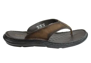 Savelli Wyatt Mens Comfortable Leather Thongs Sandals Made In Brazil