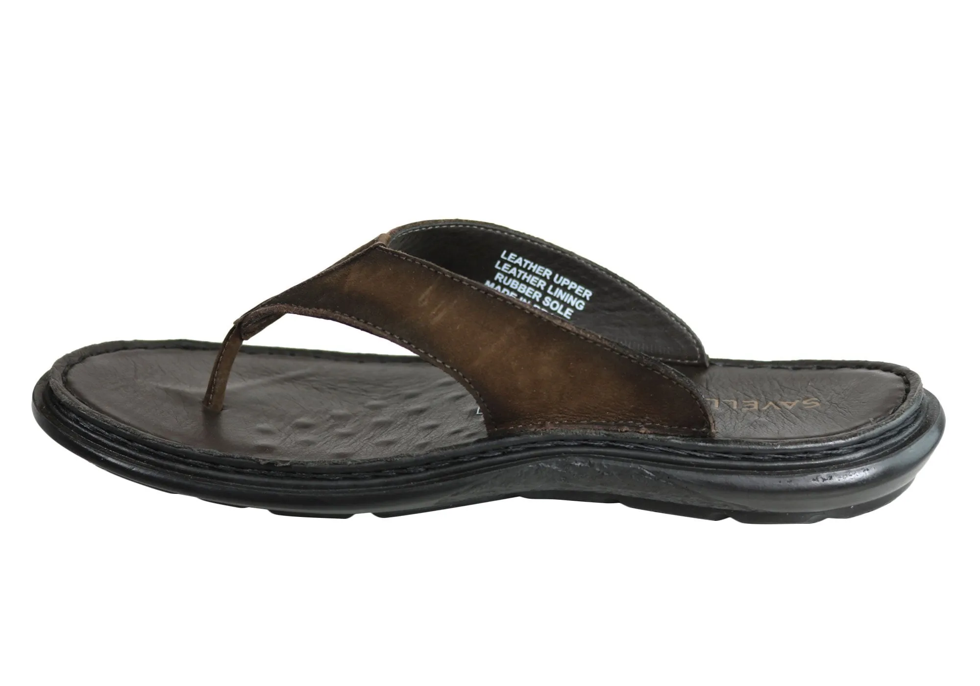 Savelli Wyatt Mens Comfortable Leather Thongs Sandals Made In Brazil