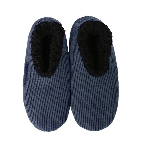 SnuggUps Men's Cord Navy Slippers Large