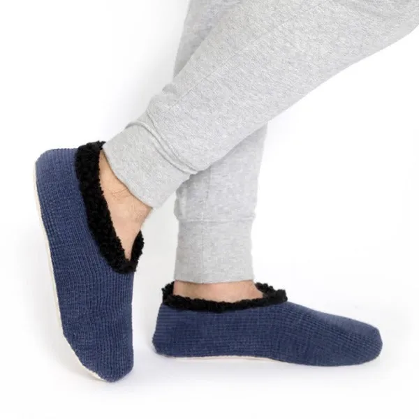 SnuggUps Men's Cord Navy Slippers Large