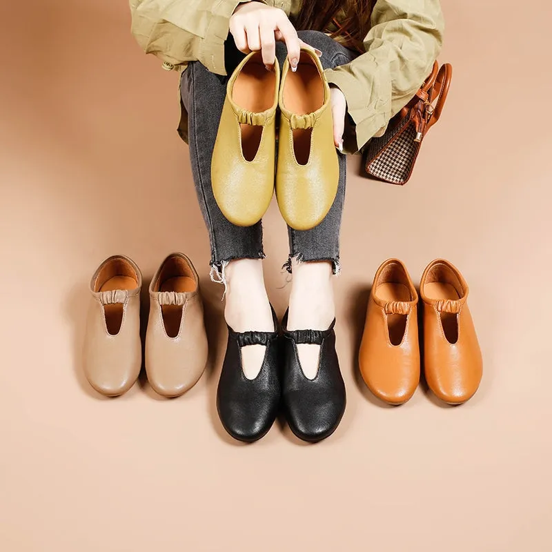 Soft Leather Flat Slip on Loafers for Women Handmade in Black/Apricot/Beige/Brown/Green